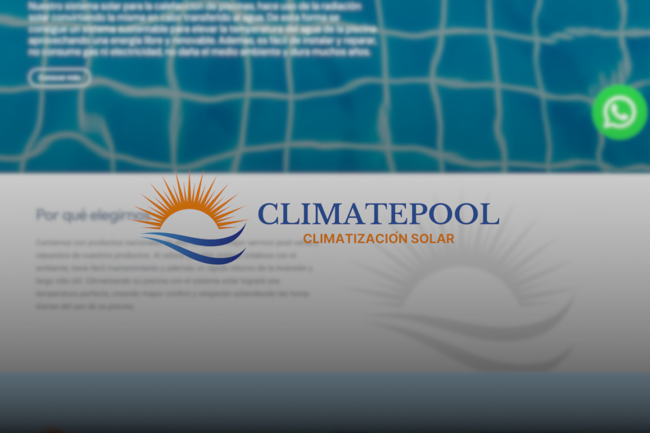 Logo CLIMATEPOOL sobre un fondo del sitio web correspondiente