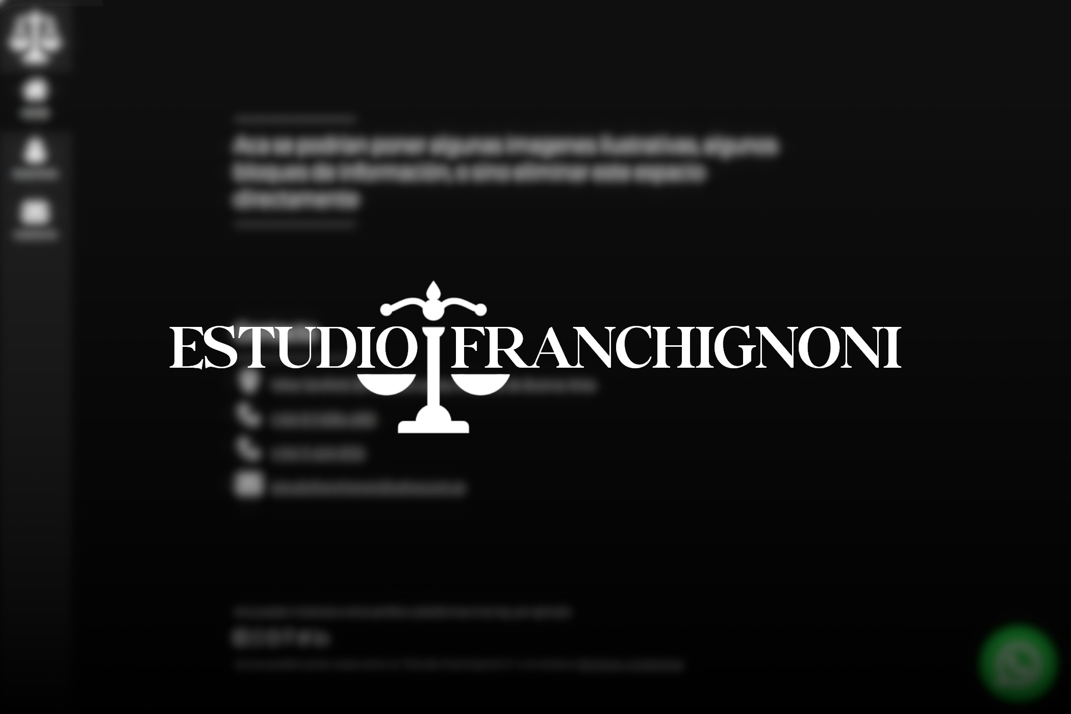 Logo ESTUDIO FRANCHIGNONI sobre un fondo del sitio web correspondiente