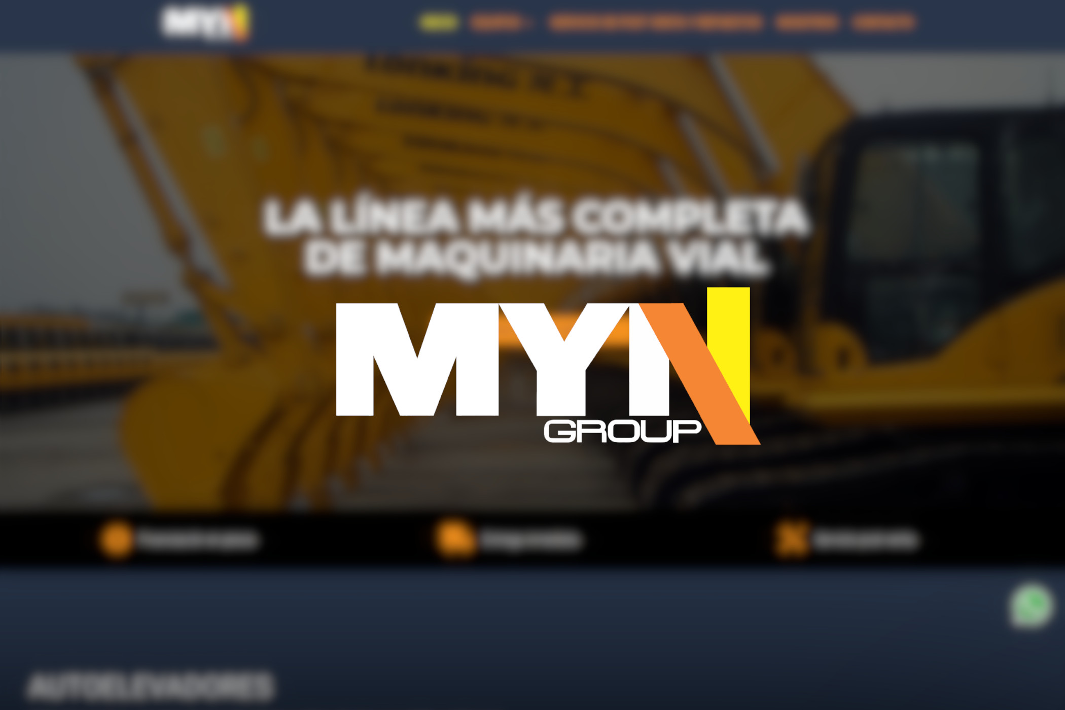 Logo MYNGROUP sobre un fondo del sitio web correspondiente